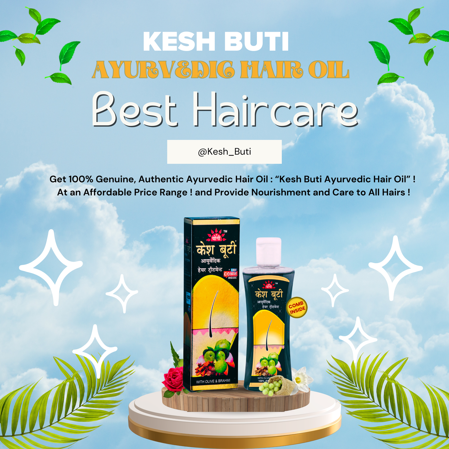 Kesh Buti 100% Ayurvedic Hair Oil | For Hairfall Control | Complete Dandruff Removal | Deeply Nourishing Hairs from Roots | Precious Herbs like Brahmi, Amla, Bhringraj and Many more | | For Men and Women | M.R.P. - 275/- |