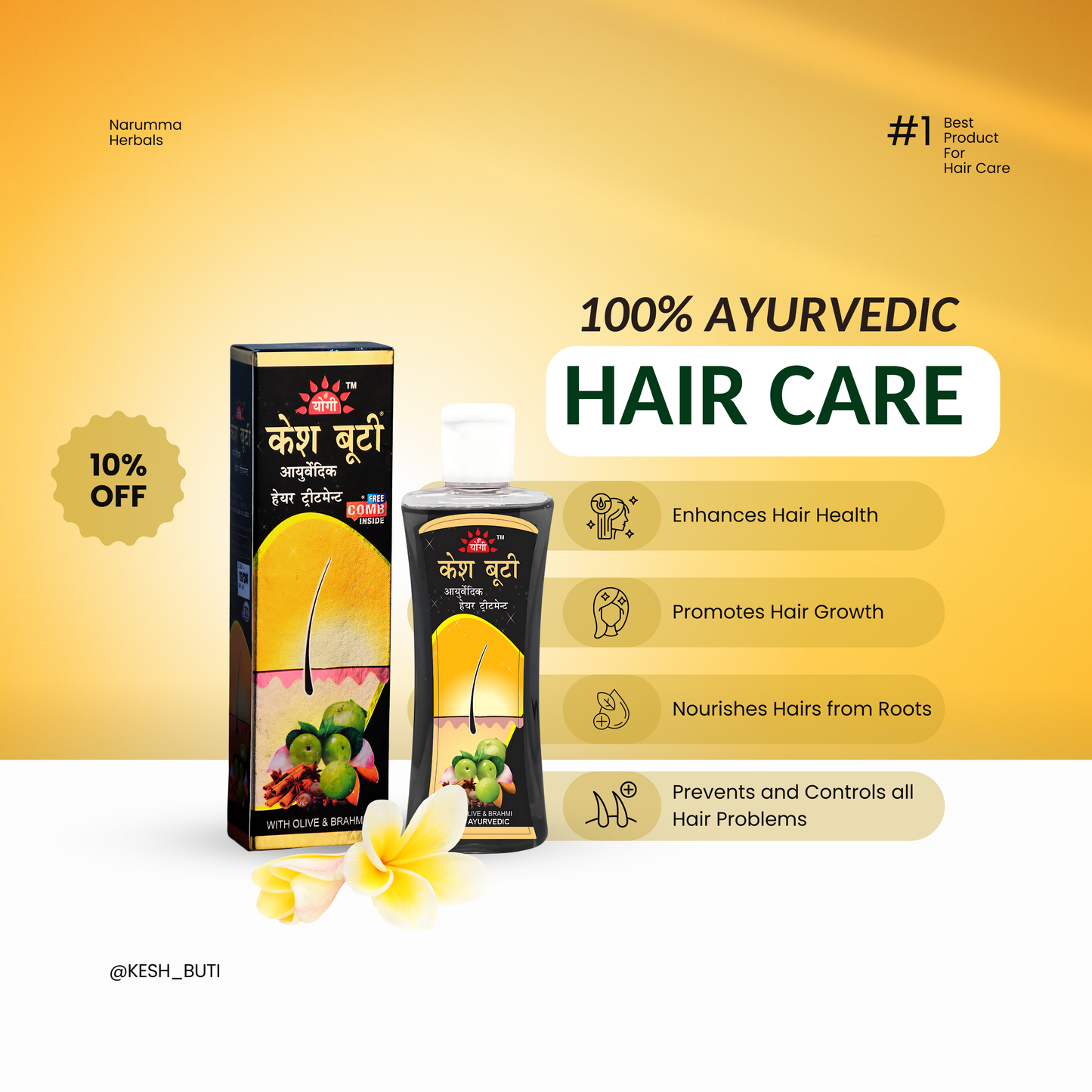 Kesh Buti 100% Ayurvedic Hair Oil | For Hairfall Control | Complete Dandruff Removal | Deeply Nourishing Hairs from Roots | Precious Herbs like Brahmi, Amla, Bhringraj and Many more | | For Men and Women | M.R.P. - 275/- |